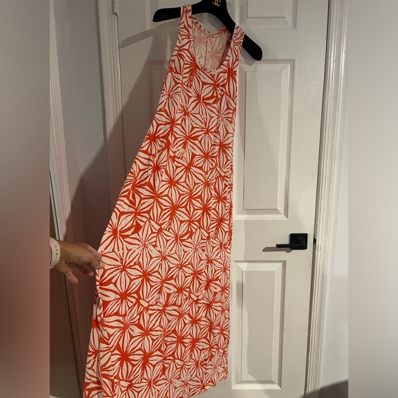 Alternative Apparel Orange Red Soft Sleeveless Lightweight Midi Tank Dress Sz M - Picture 3 of 8